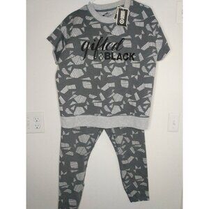 Black History Month Women's L Gifted & Black Gray Top & Pants Lounge Set Target